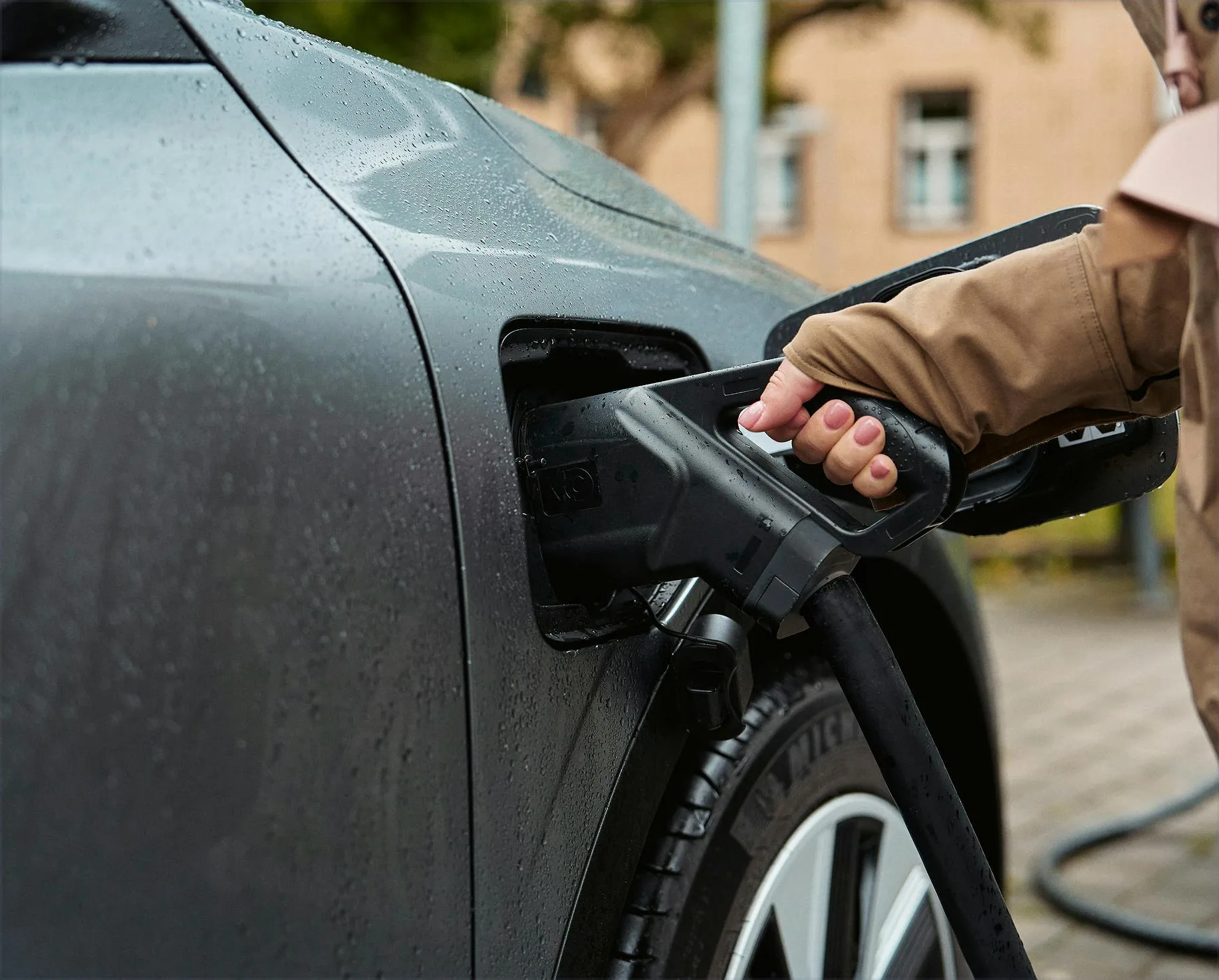 Hand charging a car